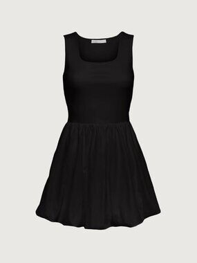 Oak + Fort Mini Bubble Hem Dress in Black NEW